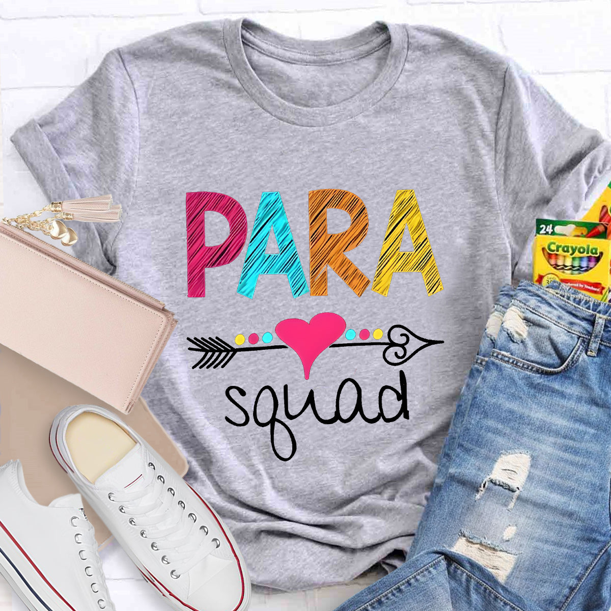 Para Squad Pink Heart Teacher T-Shirt