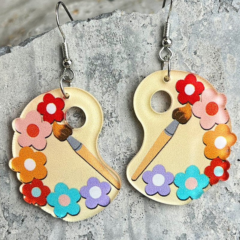 Apple Book Pencil Art Earrings