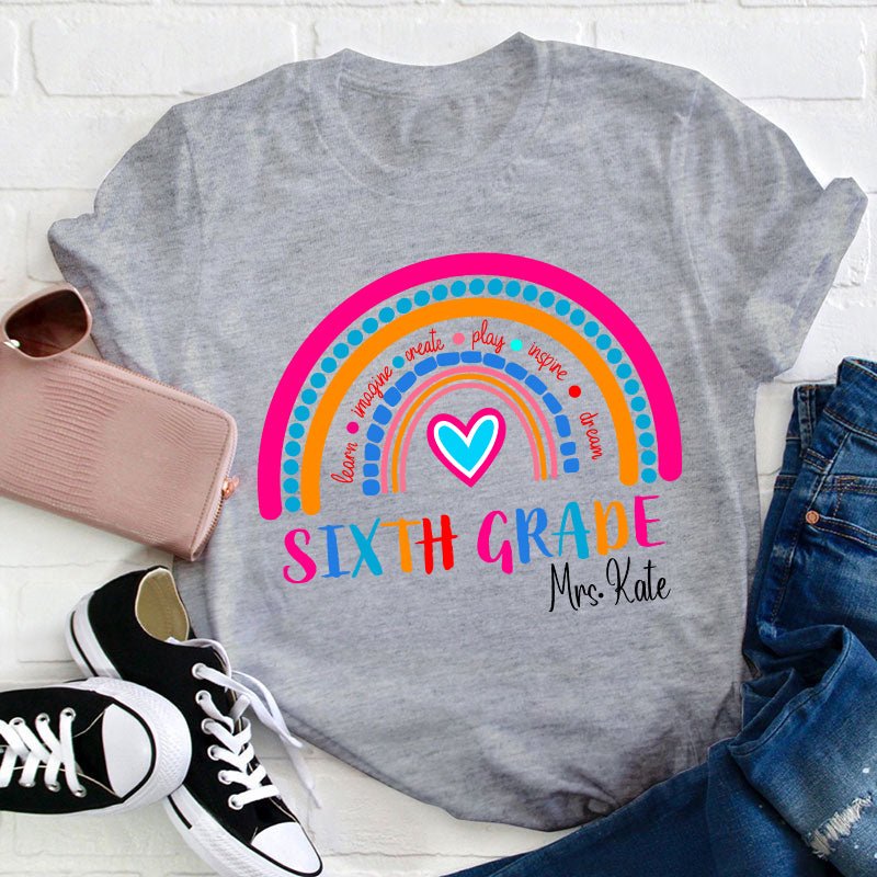 Personalized Grade And Name Learn Imagine Create Inspire Teacher T-Shirt