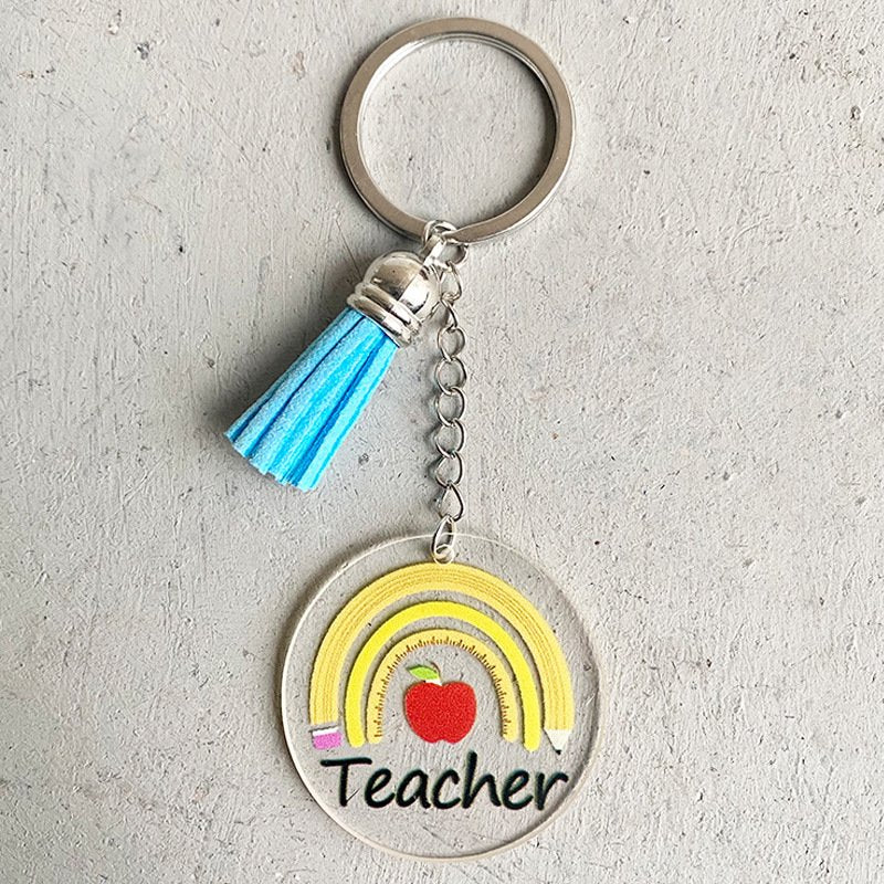 Apple Rainbow Print Keychain