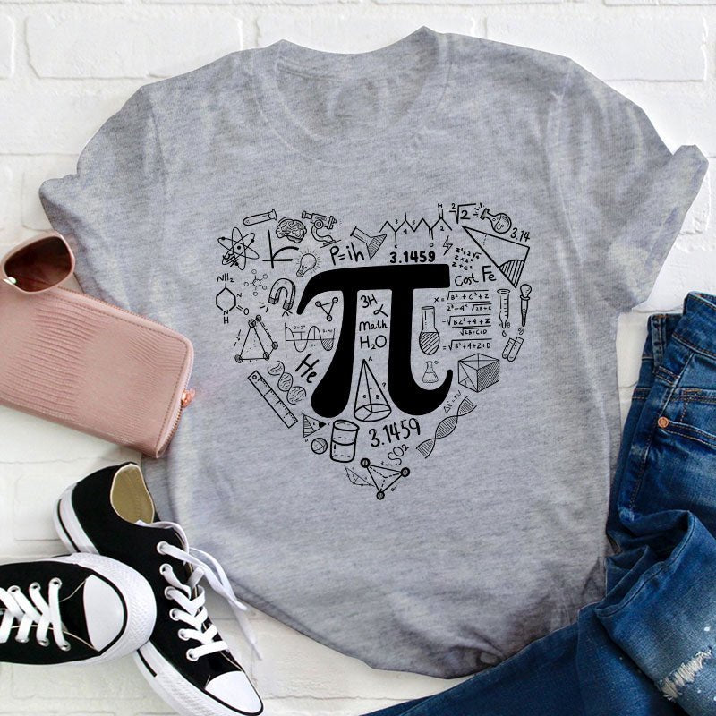 Pi Day Math Heart Teacher T-Shirt