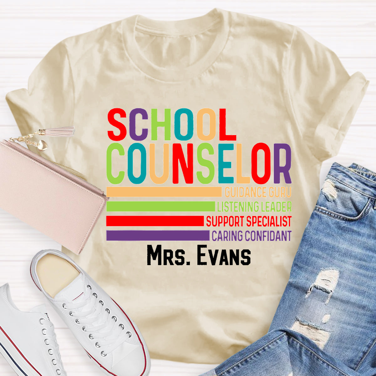 Personalized Name School Counselor Guidance Gure Listening Leader Support Specialist T-shirt