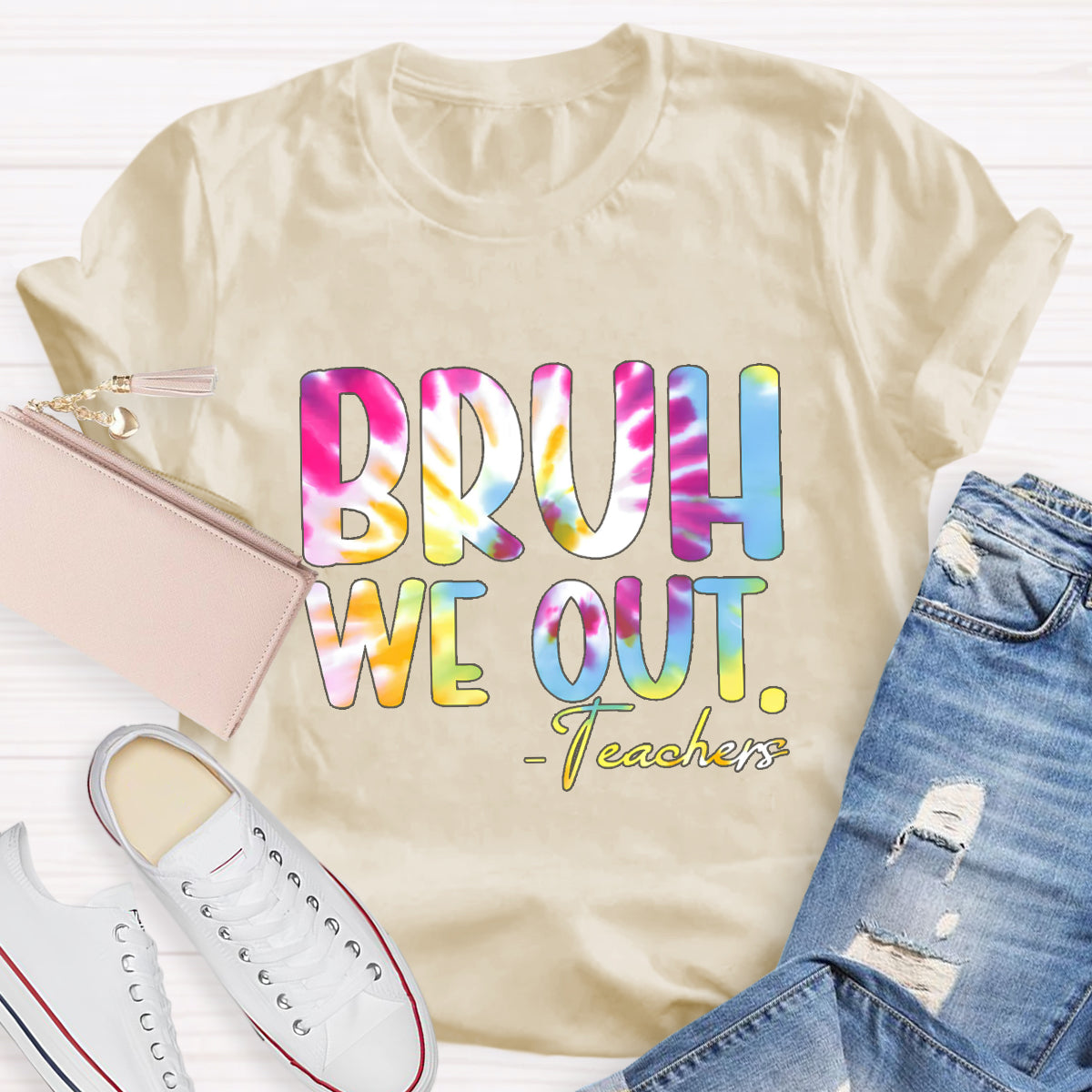 Coloful Bruh We Out Teachers T-Shirt