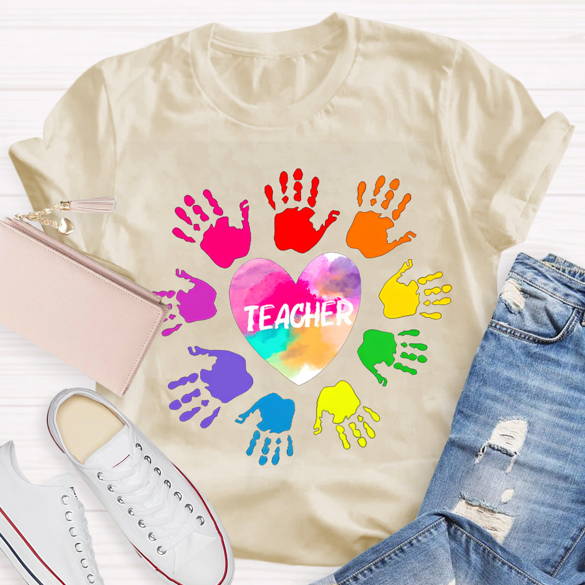 Colorful Hands Teacher T-Shirt