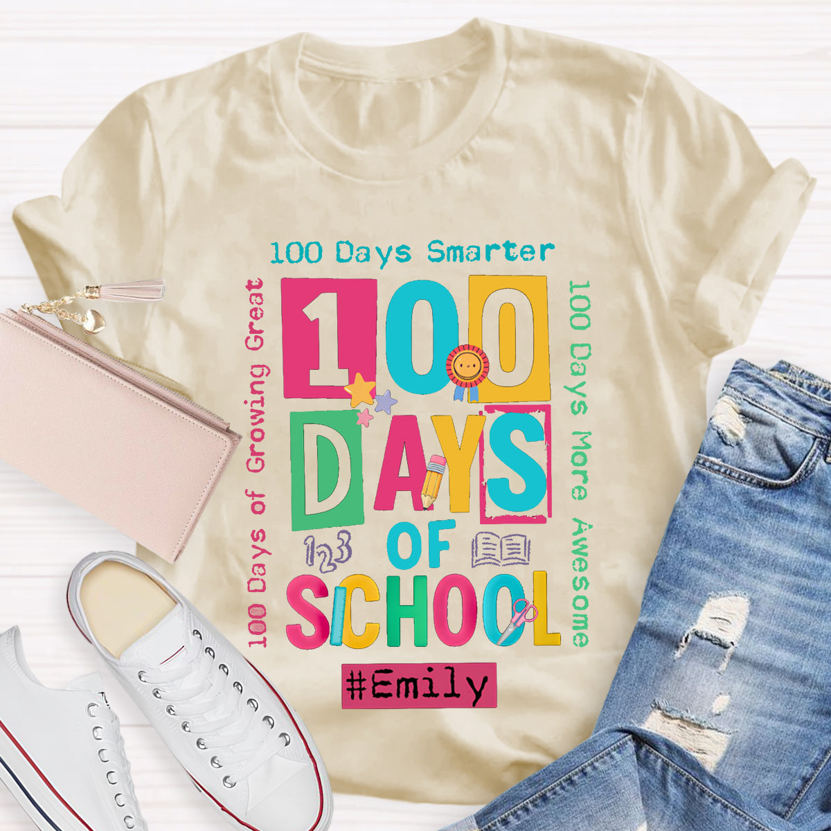 Personalized Name 100 Days Of School Smarter T-shirt