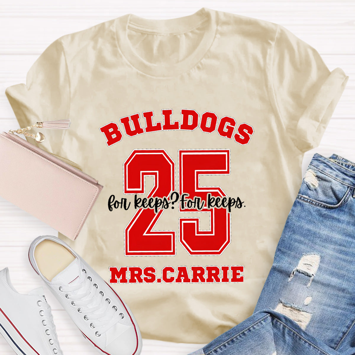Personalized Name Mascot And Number Teacher T-Shirt