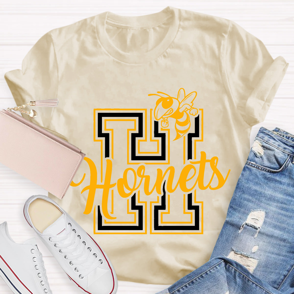 Personalized School Mascot Hornets Teacher T-Shirt