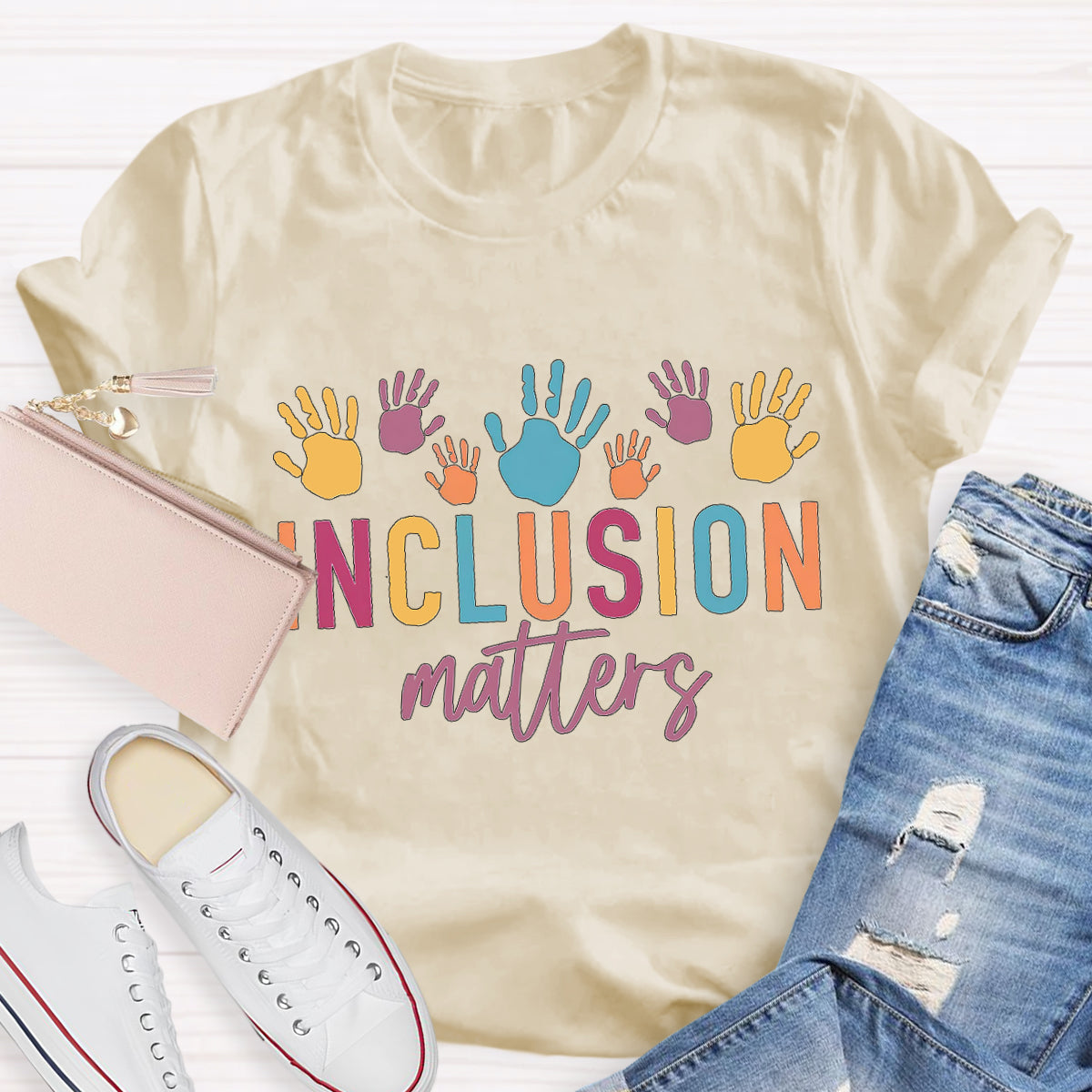 Inclusion Matters Colorful Hands Teacher T-Shirt