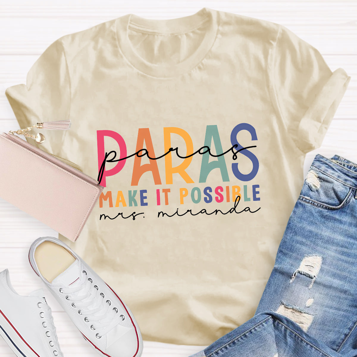 Personalized Name Para Make It Possible Teacher T-Shirt