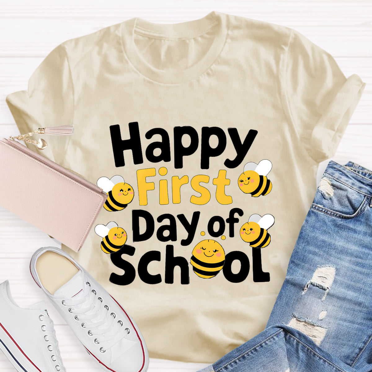 Happy First Day Of School Funny Bee Teacher T-Shirt
