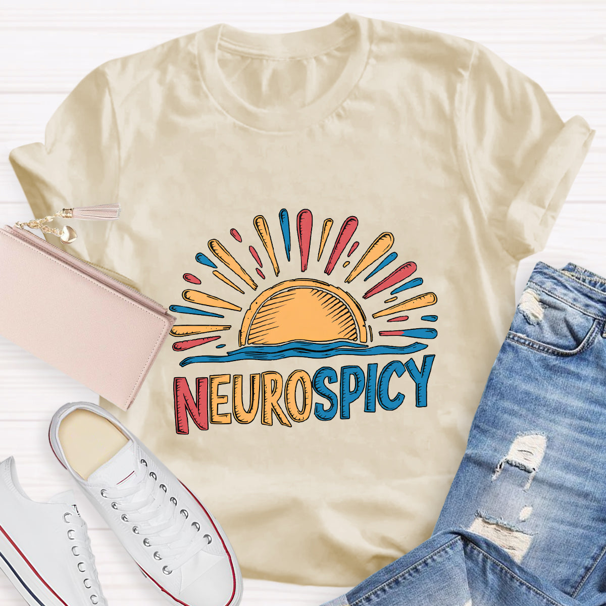 Rainbow Positive Autism Teacher T-Shirt