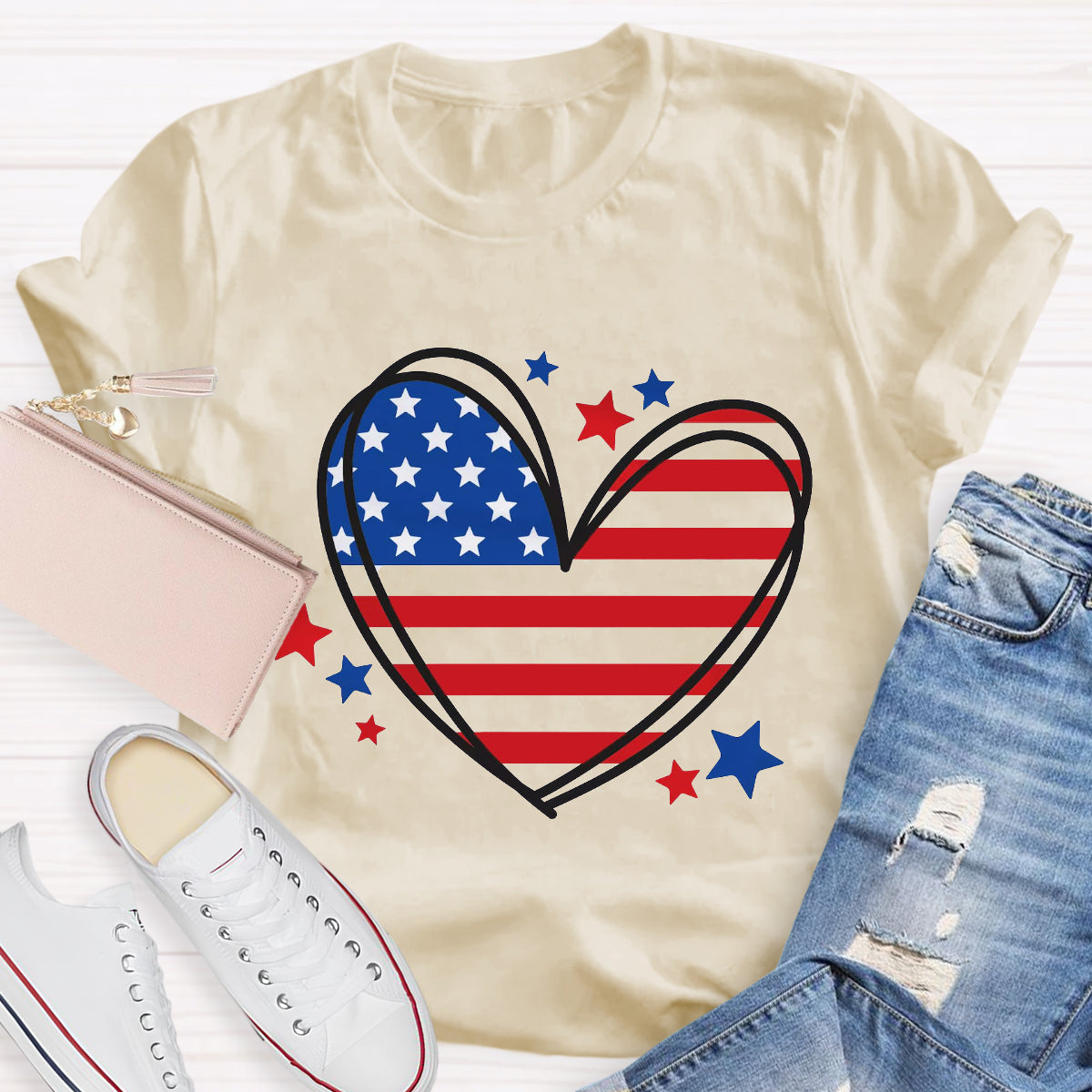 Love Heart USA Teacher T-Shirt