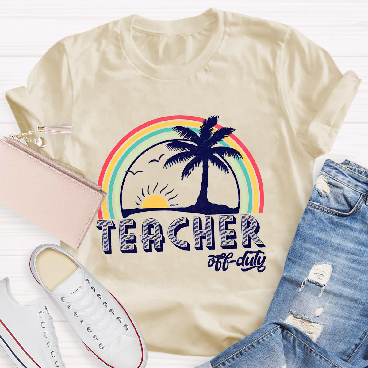 Teacher Of Duty Rainbow Sunshine T-Shirt
