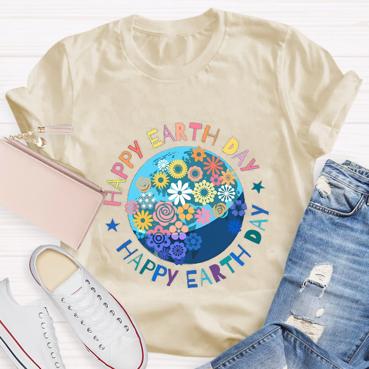 Happy Earth Day Floral Earth T-Shirt