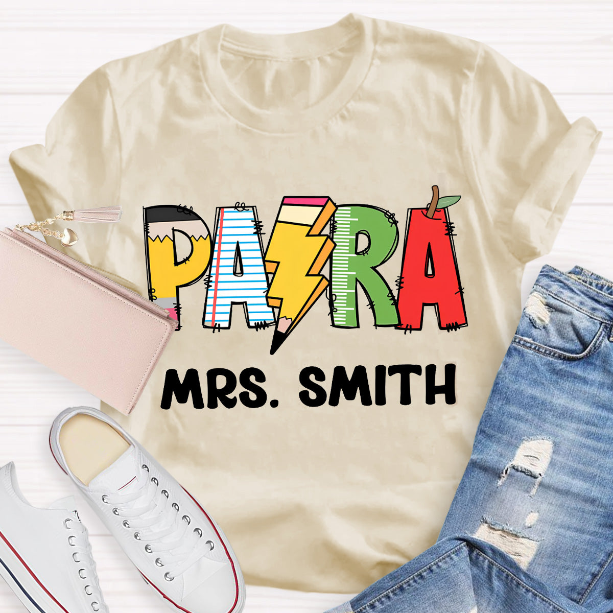 Personalize Name Pencil Teacher T-Shirt