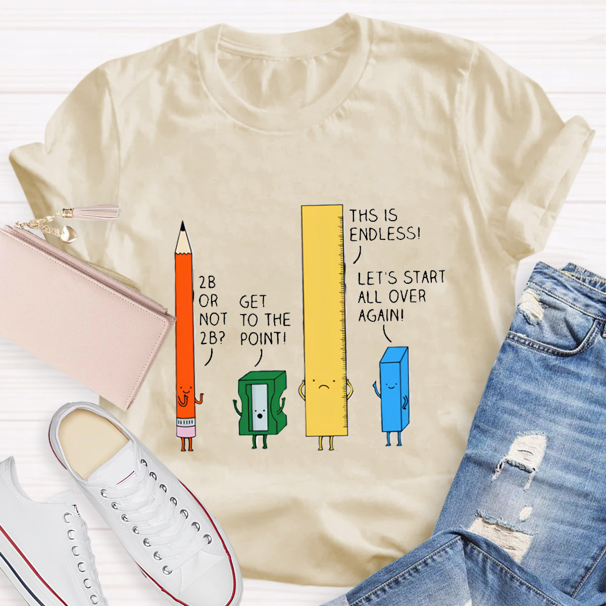 Cute Confused Pencil Pun Teacher T-Shirt