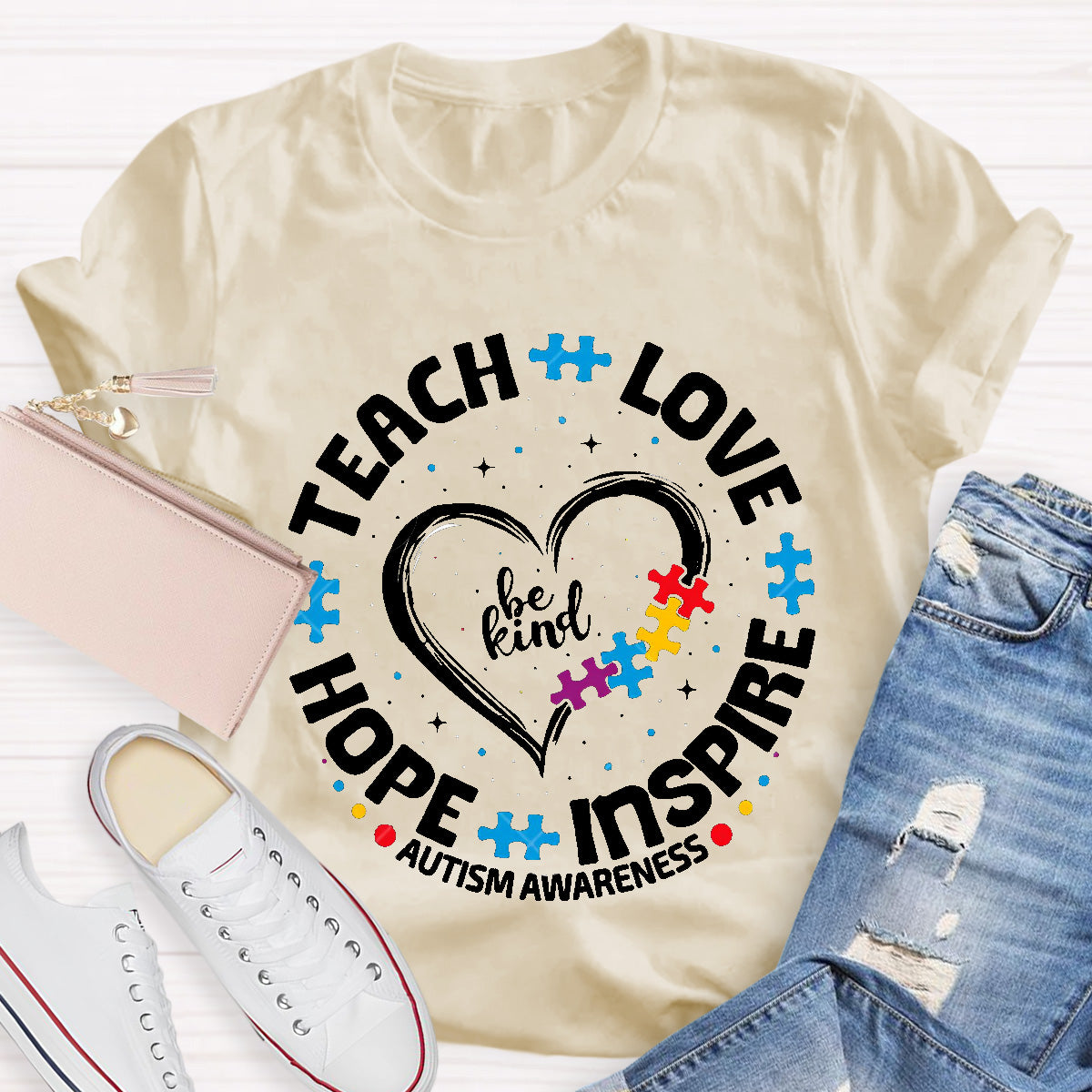 Be Kind Teach Love Hope Heart Teacher T-Shirt