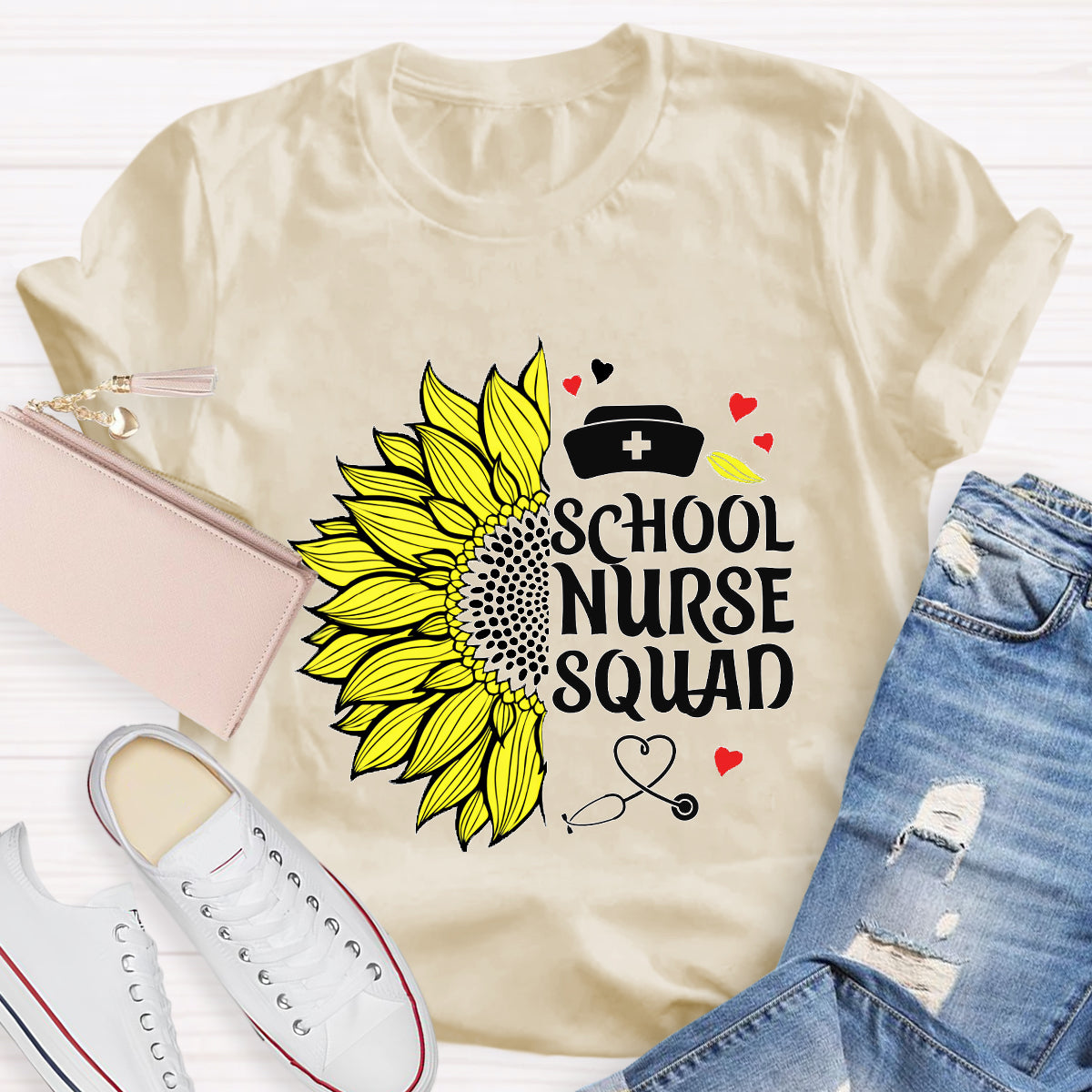 School Nurse Squad Sunflower T-Shirt