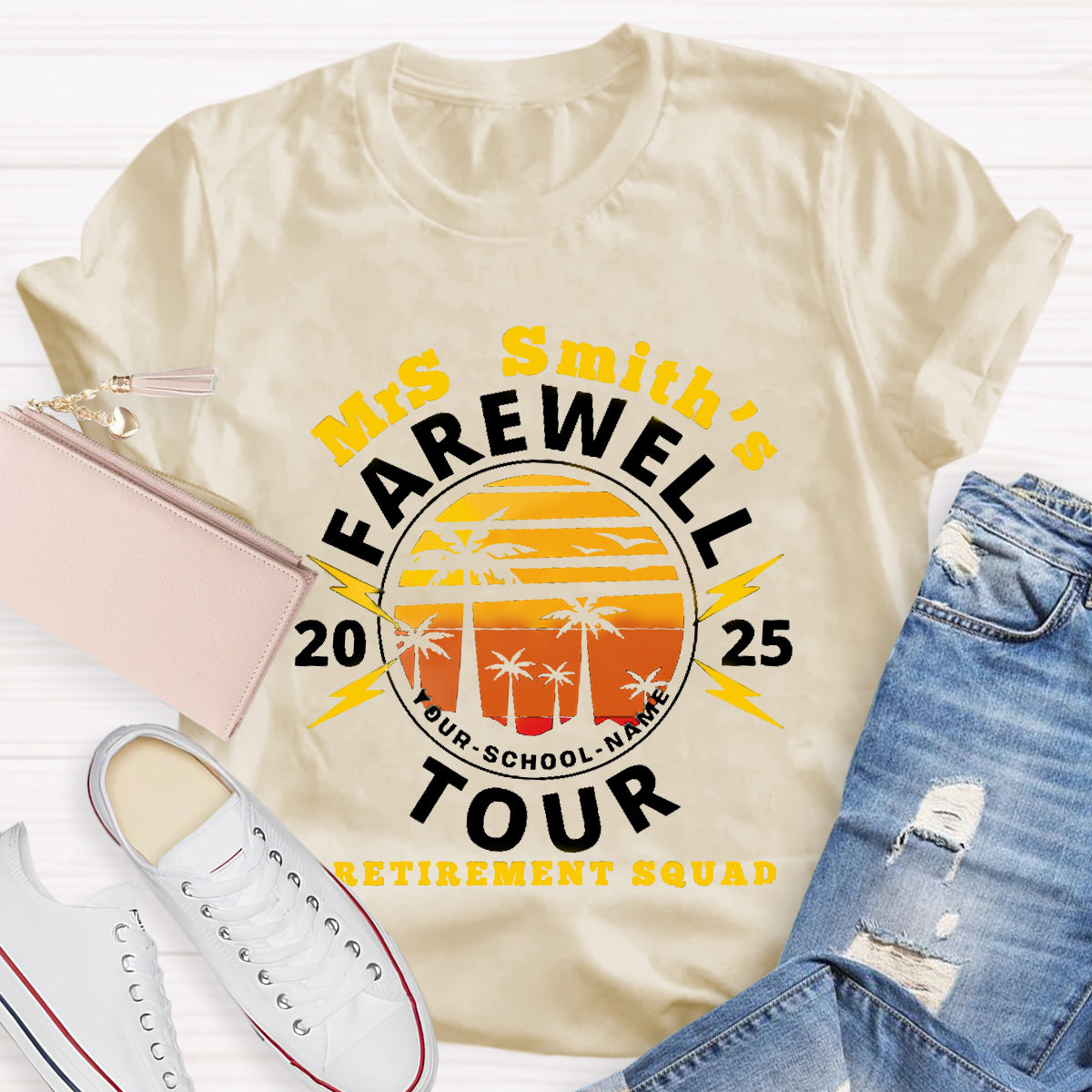 Personalized Teacher's Name And School Name Farewell Tour Retirement Squad T-Shirt