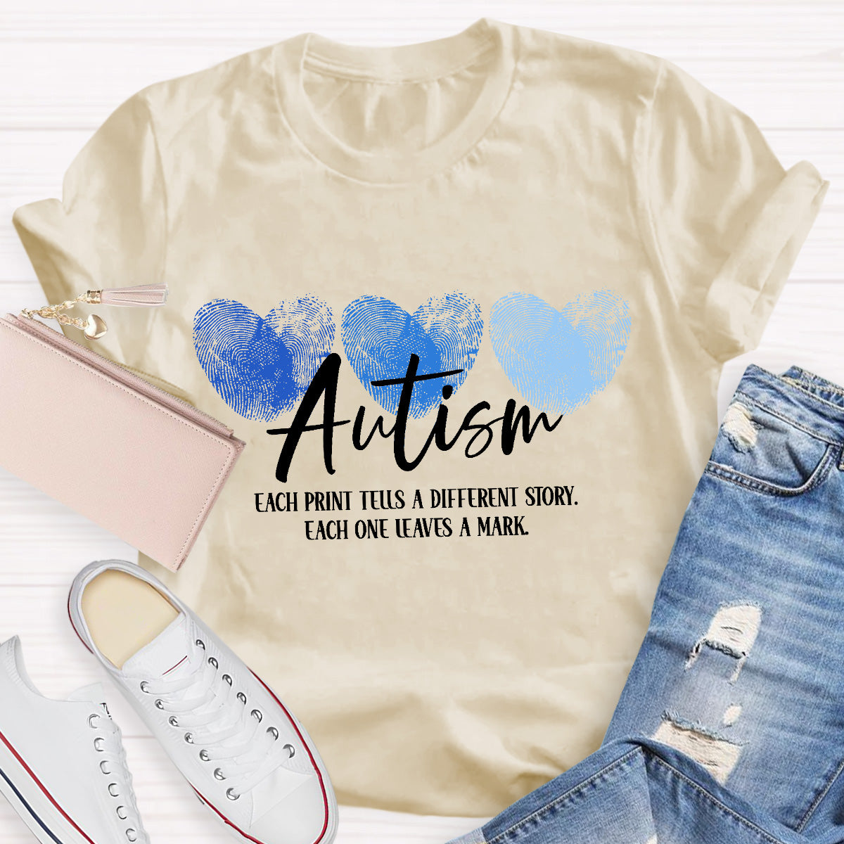 Autism Each One Leaves A Mark Teacher T-Shirt