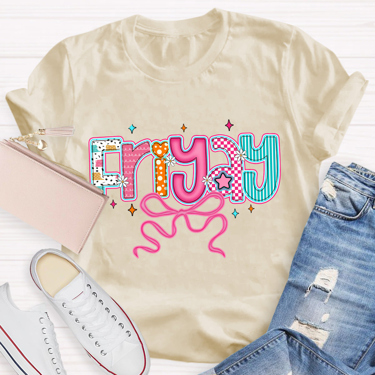 Friyay Pink Star Teacher T-Shirt