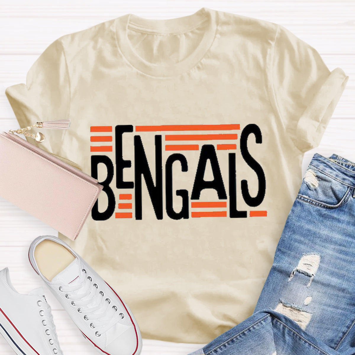 Personalized Mascot Bengals Black Letters Teacher T-Shirt