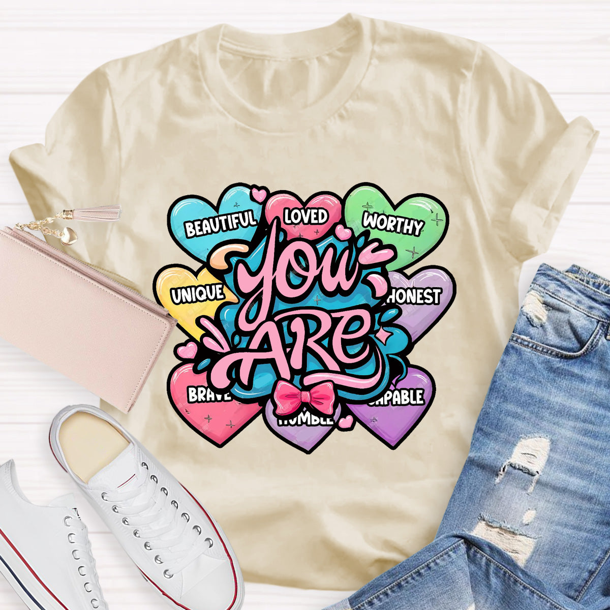 You Are Beautiful Loved Worthy Teacher T-Shirt