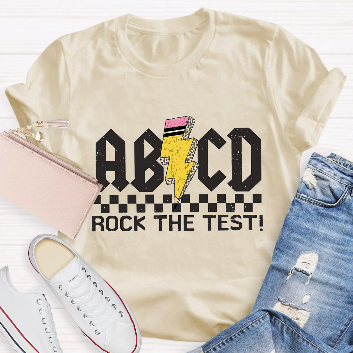 ABCD Rock The Test Teacher T-Shirt