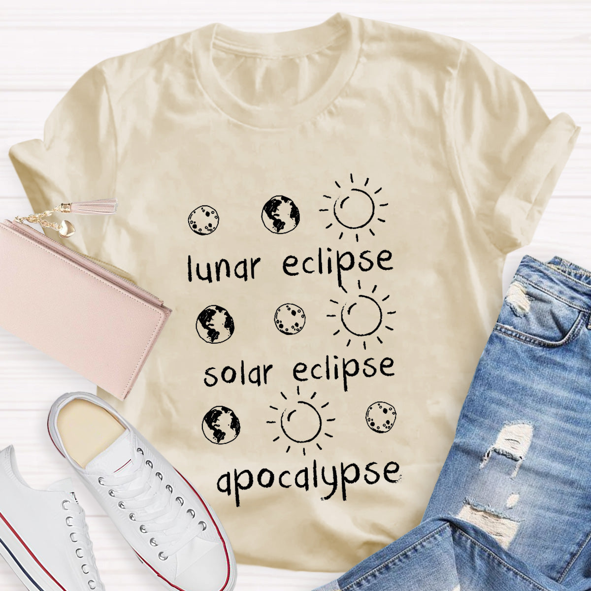 Lunar Eclipse Solar Eclipse Apocalypse Funny Science Teacher T-Shirt