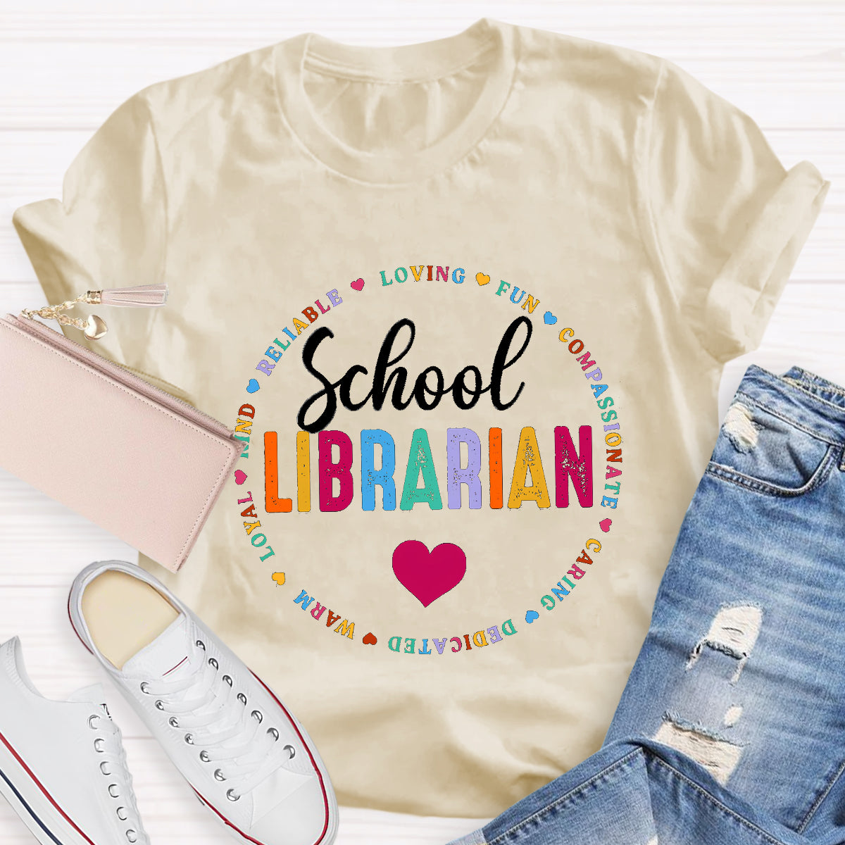 School Librarian Loving Fun Compassionate Teacher T-Shirt