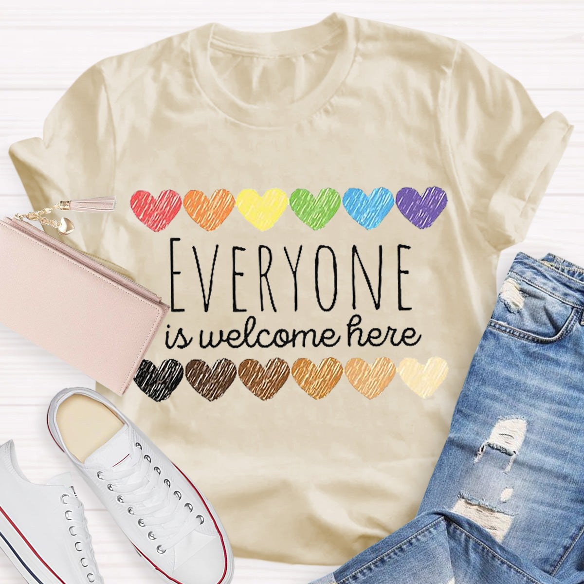 Everyone Is Welcome Here Teacher T-Shirt