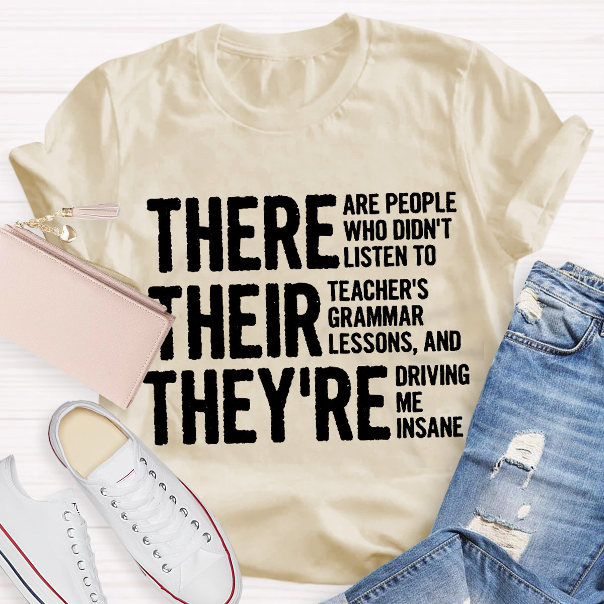 Grammar Lessons Black Letters Teacher T-Shirt