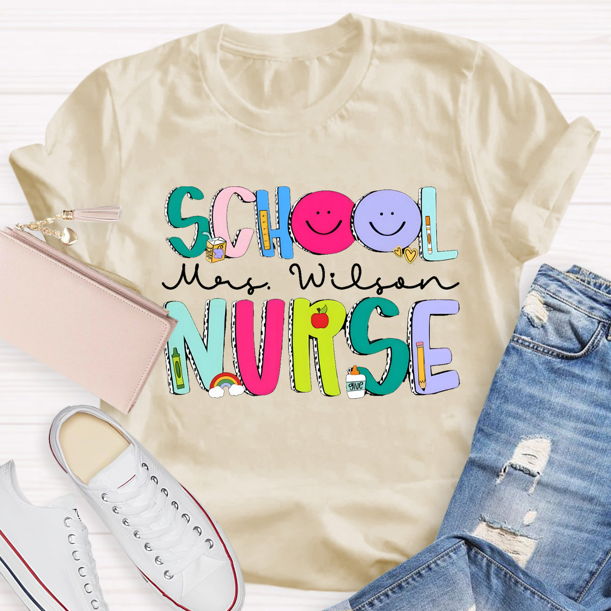 Personalized School Nurse Name Smile To Students T-Shirt