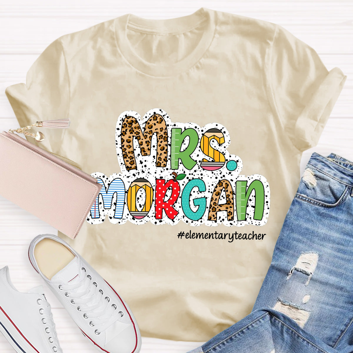 Personalized Name Elementary Teacher T-Shirt