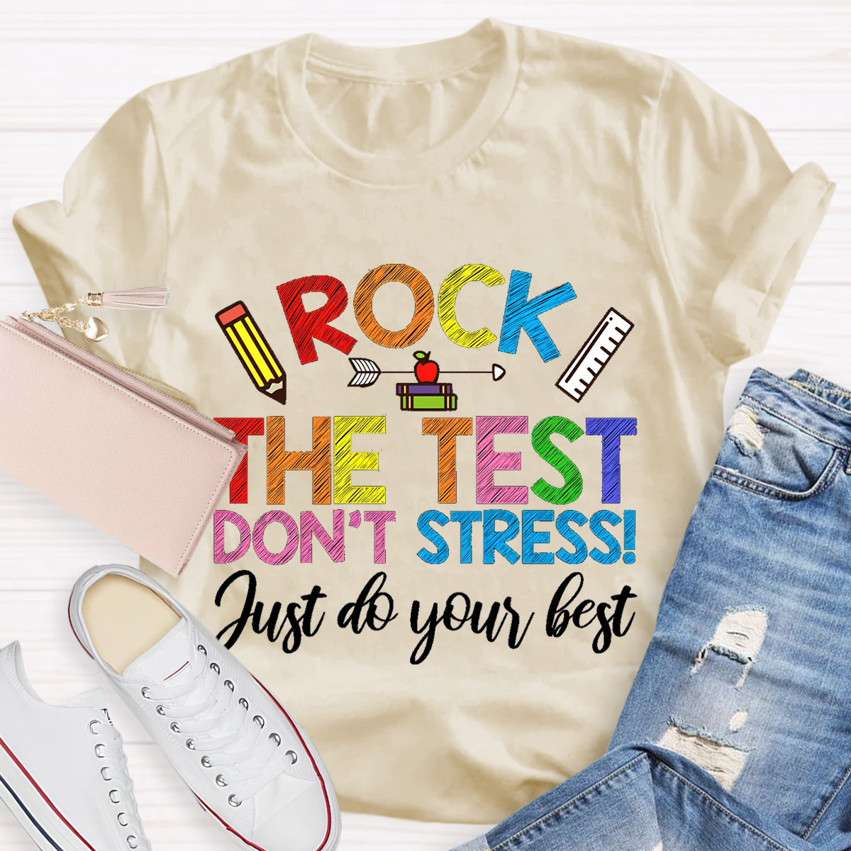 Rock The Test Don't Stress Teacher T-Shirt