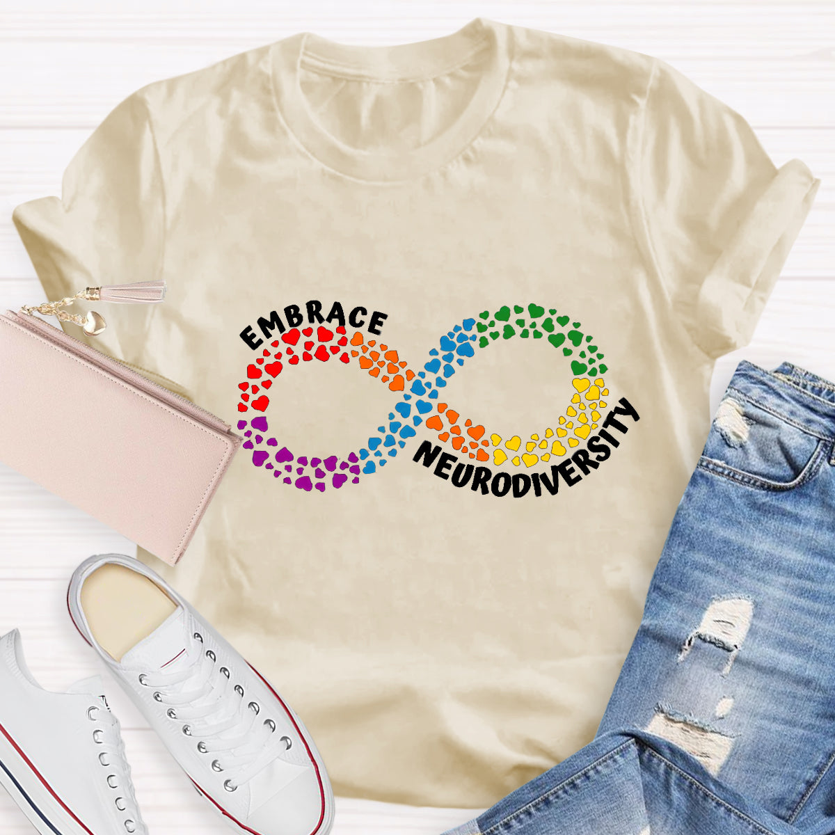 Embrace Neurodiversity Heart Infinity symbol T-Shirt