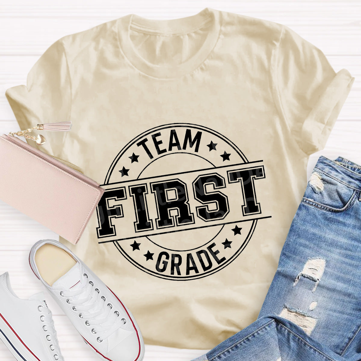 Personalized Grade Black Star Teacher T-Shirt