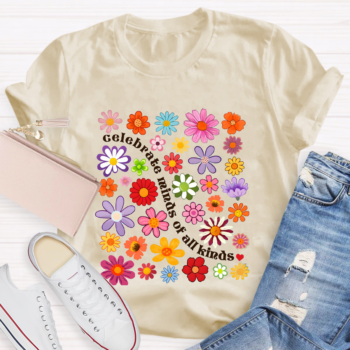 Floral Celebrate Minds of All Kinds T-Shirt
