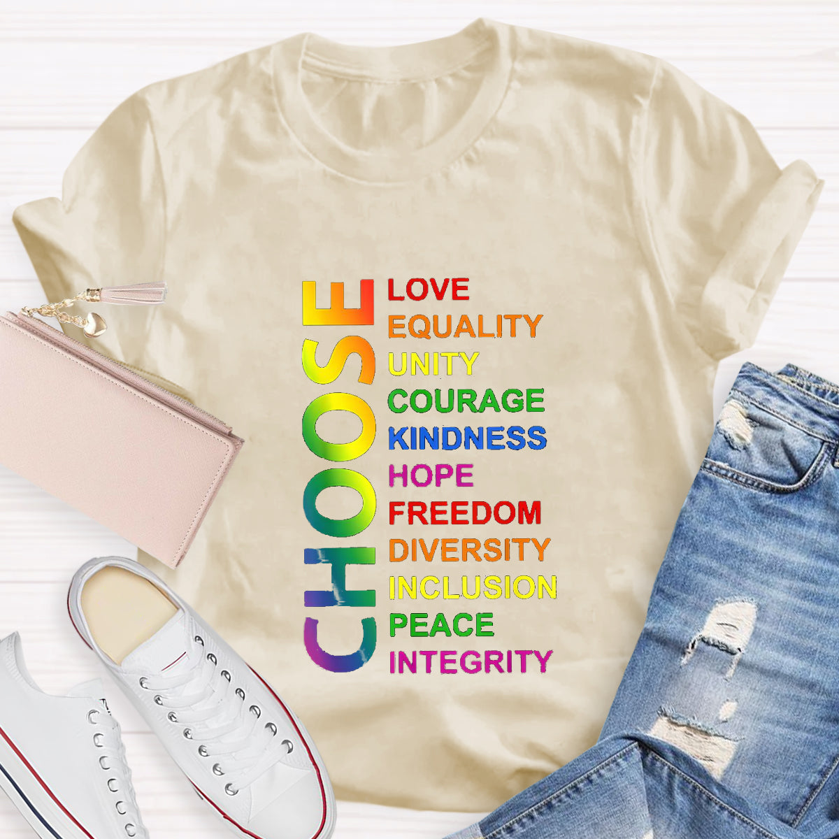 Choose Love Equality Unity Teacher T-Shirt