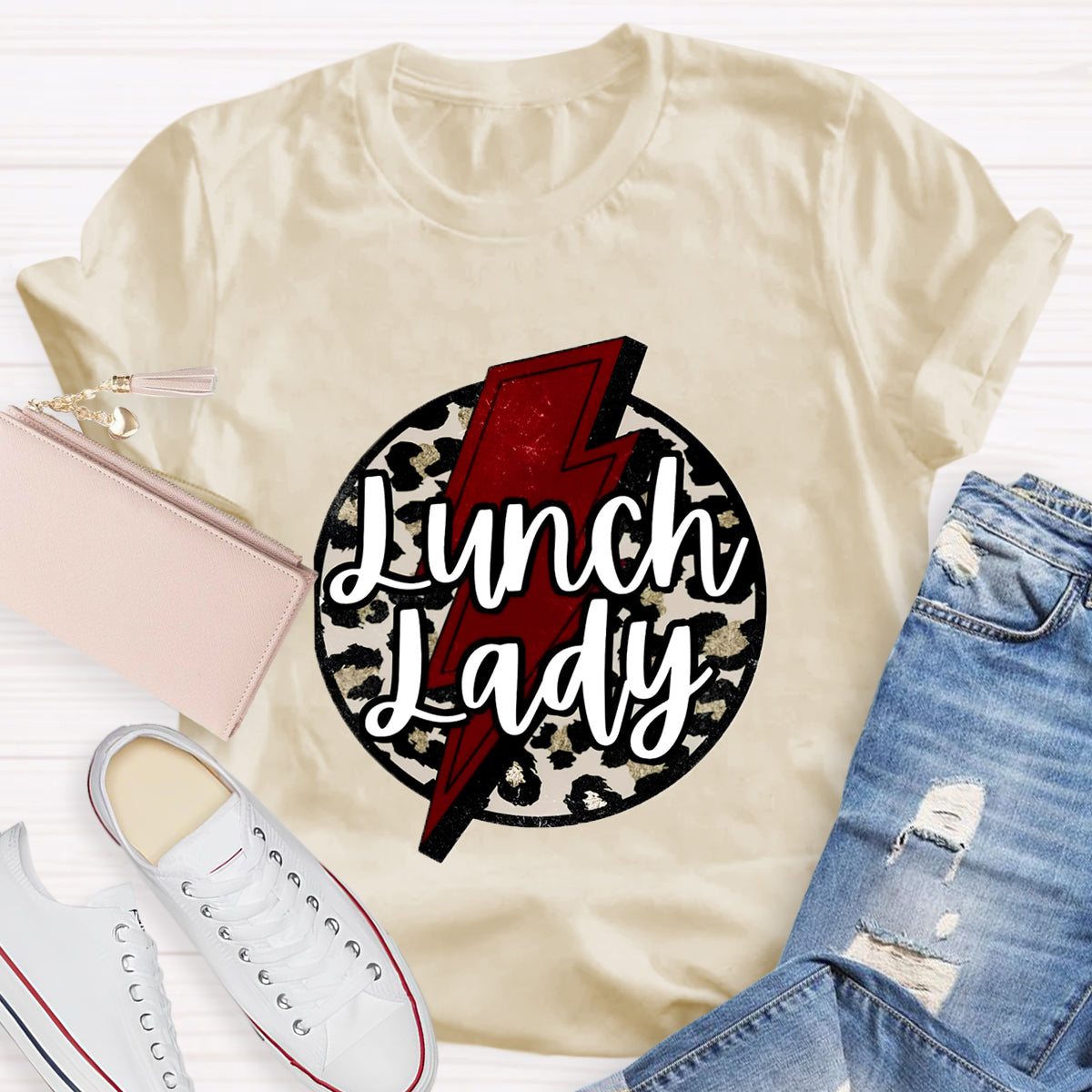 Leopard Printed Lunch lady T-Shirt