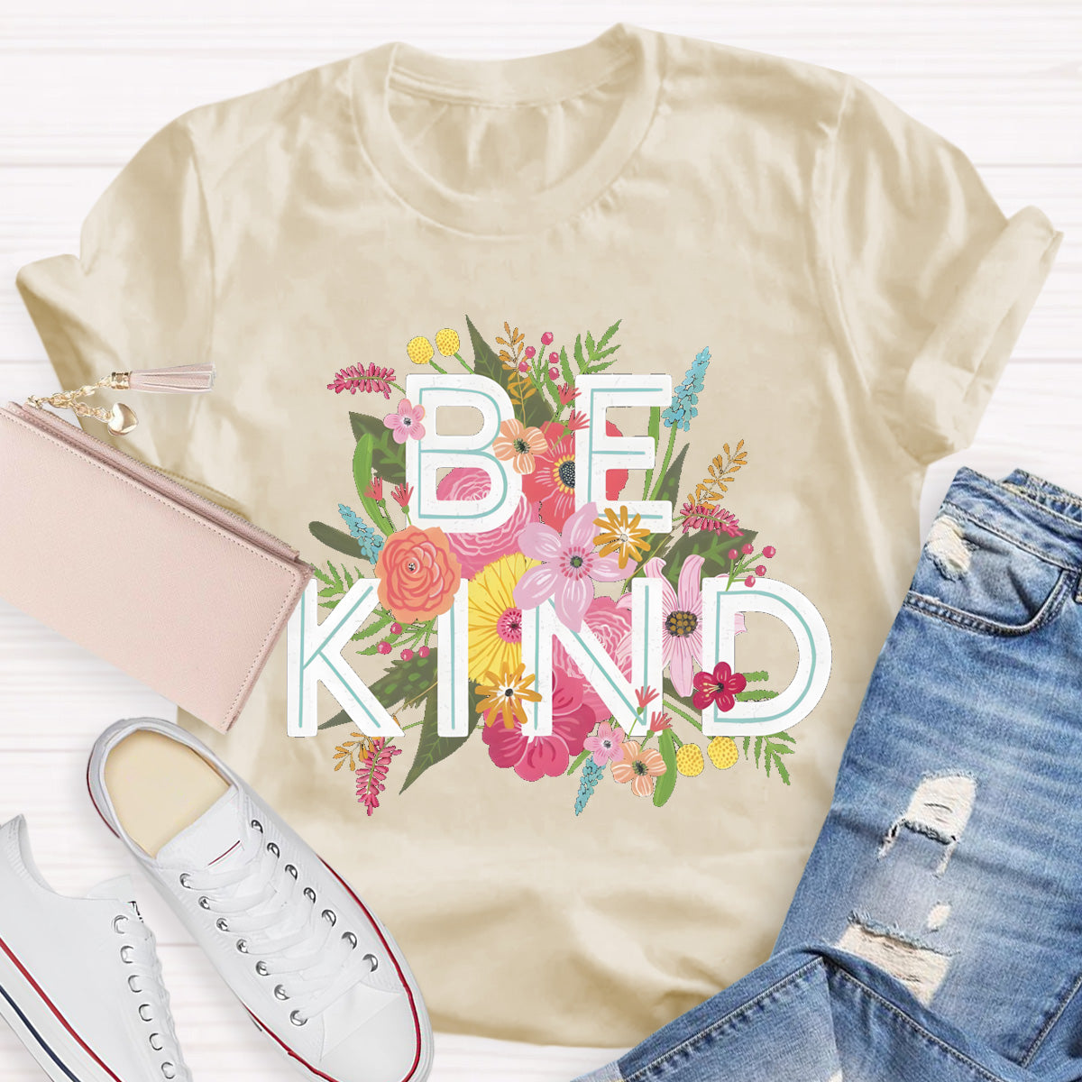 Floral Be Kind Teacher T-Shirt