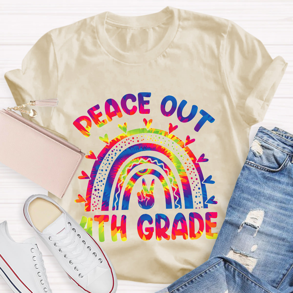 Personalize Grade Peace Out Teacher T-Shirt