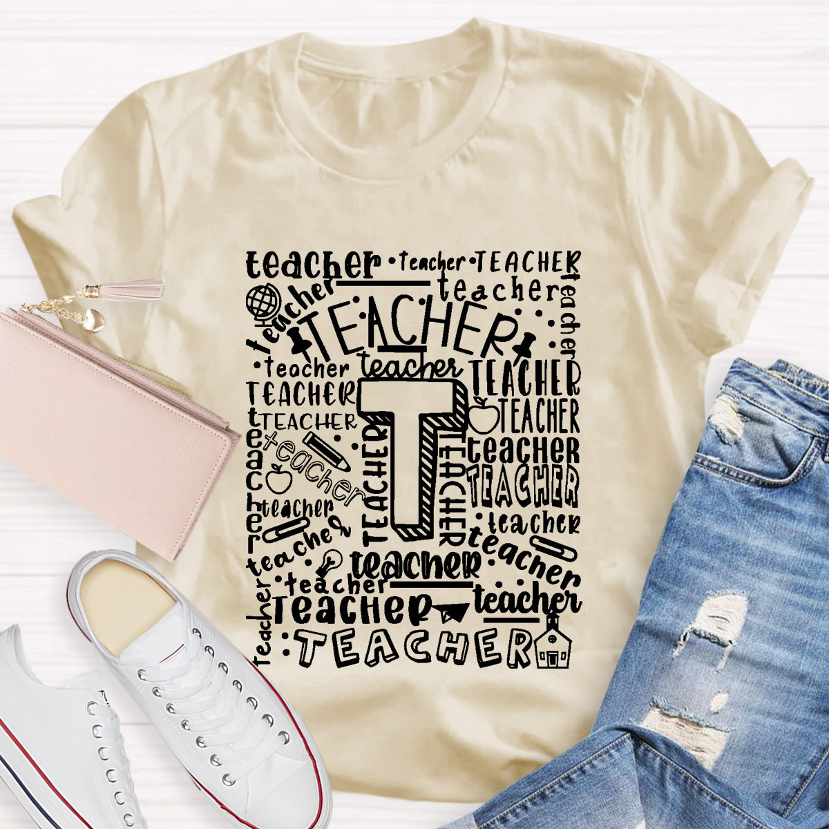 Optimistically And Positively Teacher T-Shirt