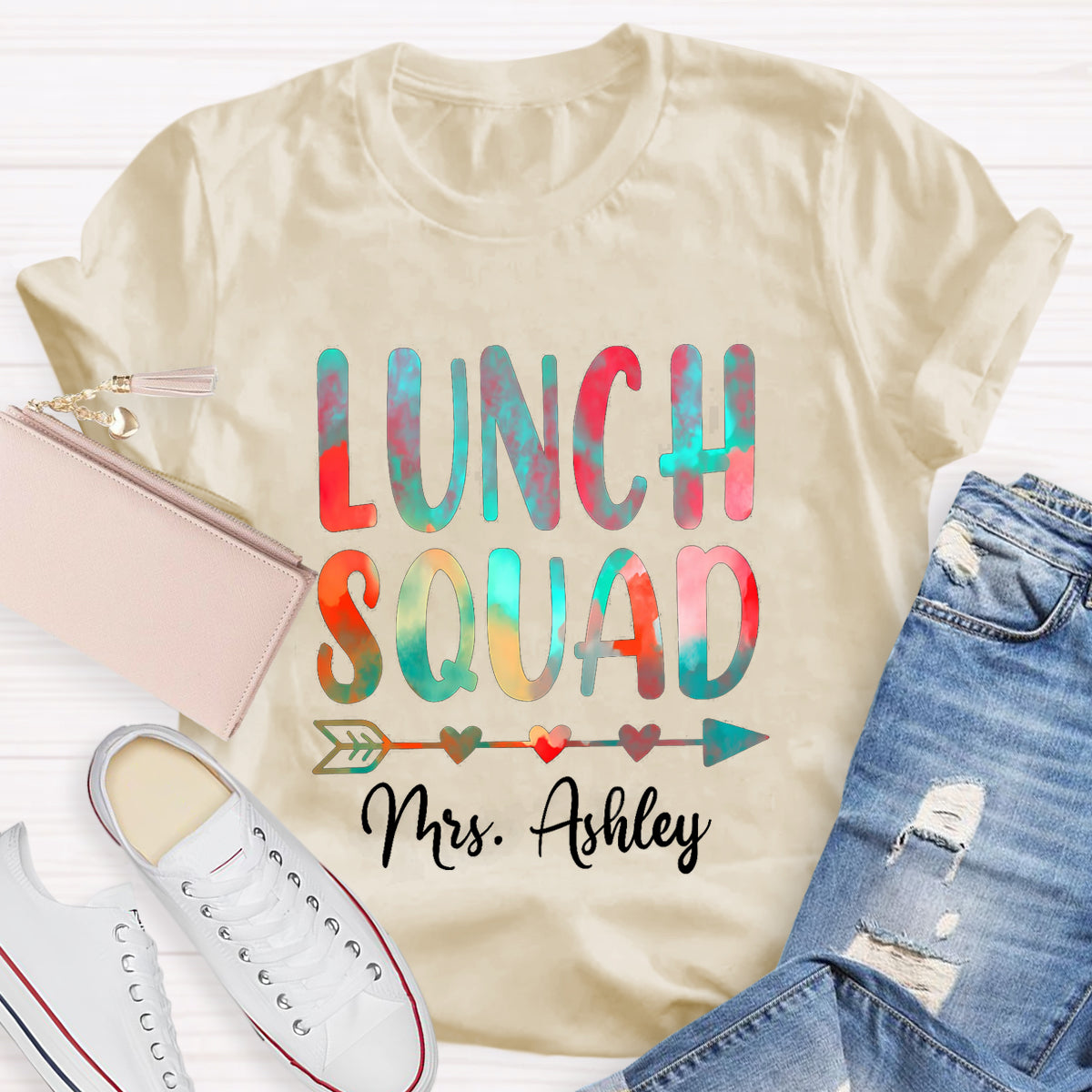 Personalized Name Lunch Squad Teacher T-Shirt