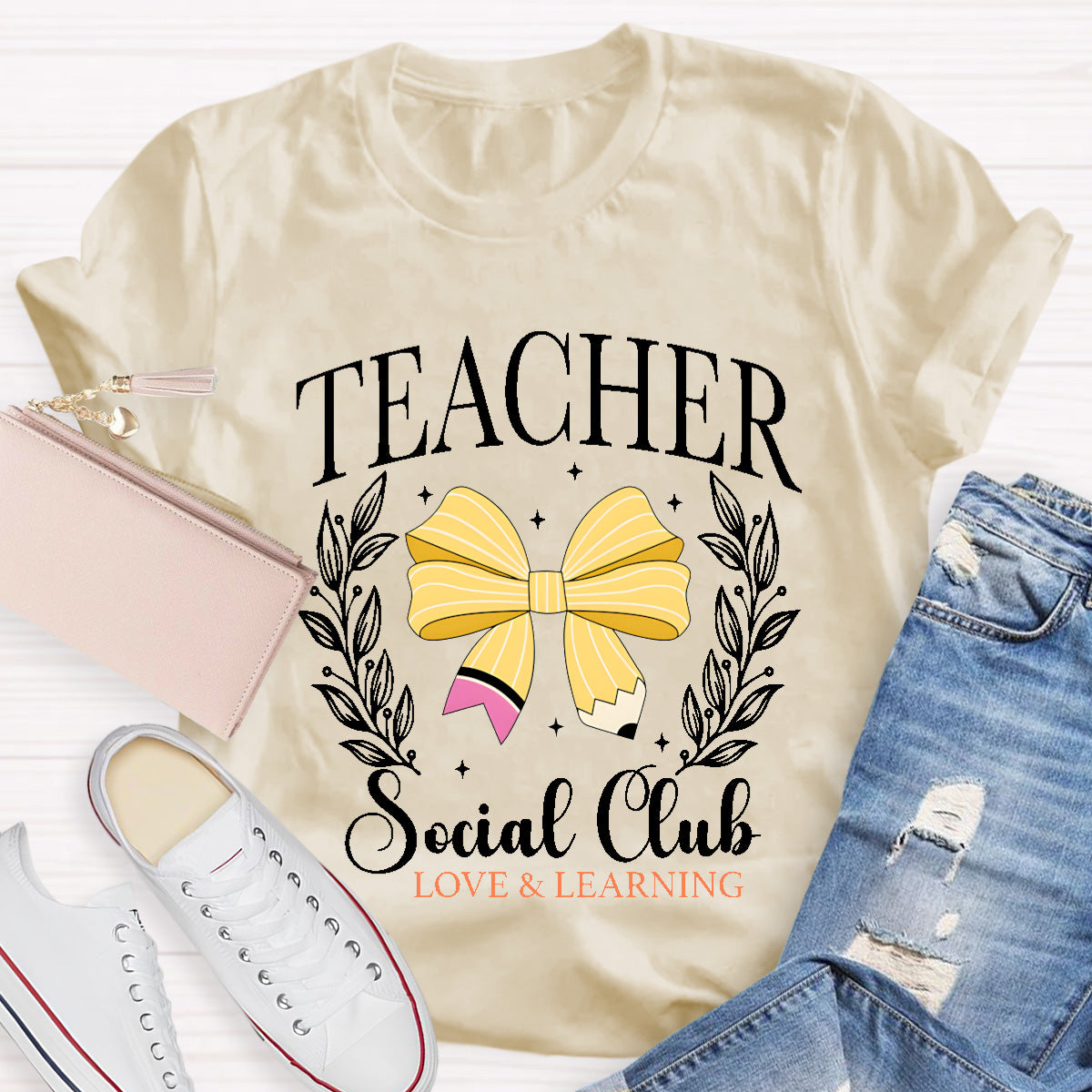 Teacher Social Club Love And Learning Teacher T-Shirt