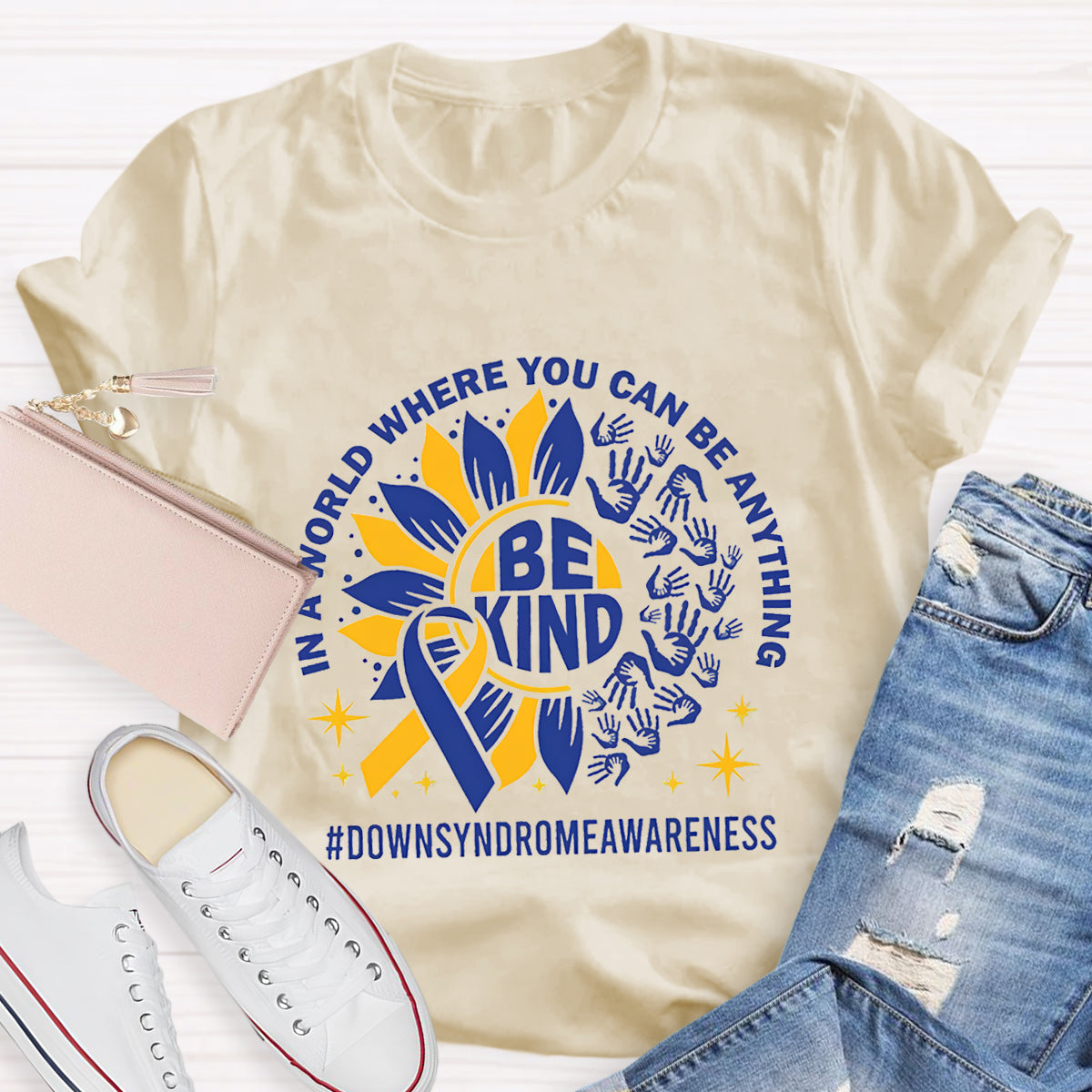 Be Kind Down Syndrome Awarenes Teacher T-Shirt