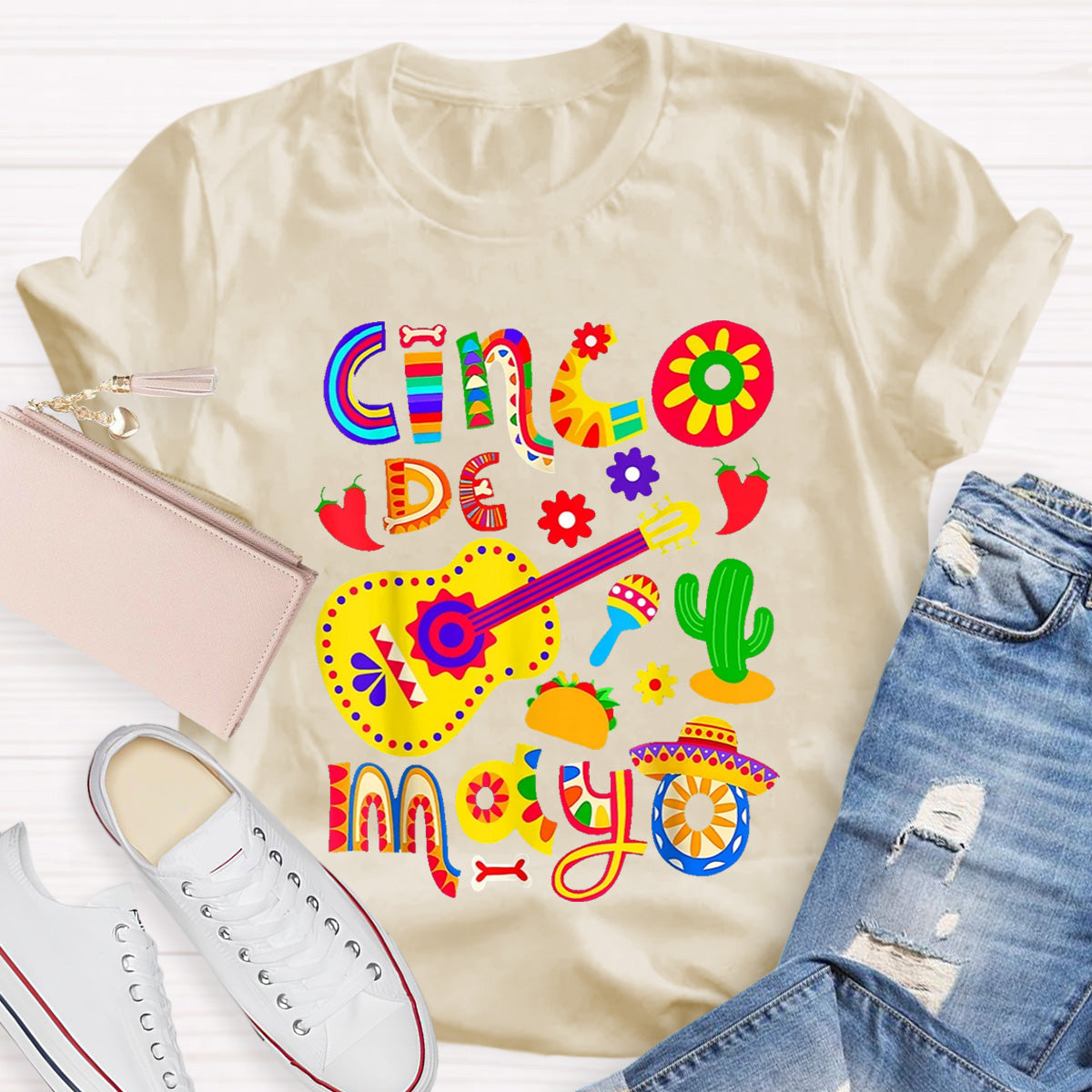 Cinco De Mayo Flower Teacher T-Shirt