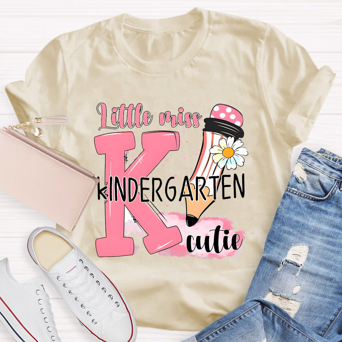 Personalized Grade Little Miss Kindergarten Cutie Teacher T-Shirt