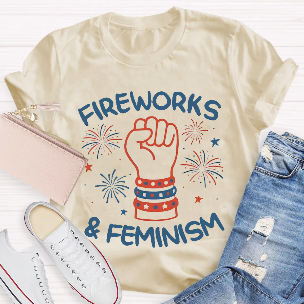 Fireworks And Feminism Teacher T-Shirt
