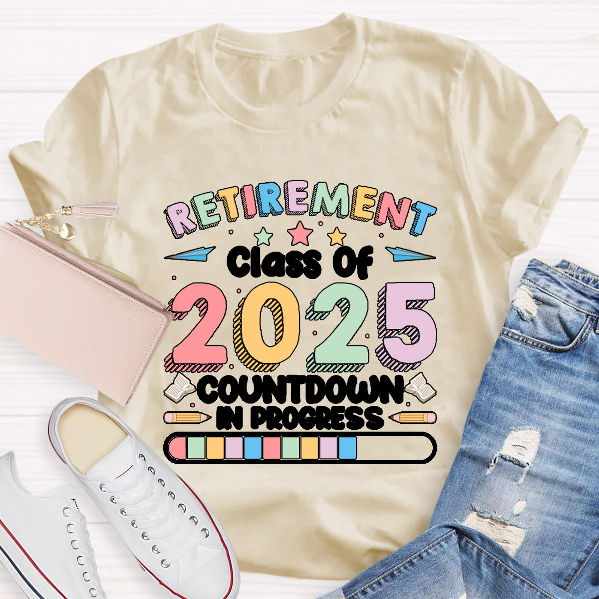 Personalized Year Countdown In Progress Teacher T-Shirt